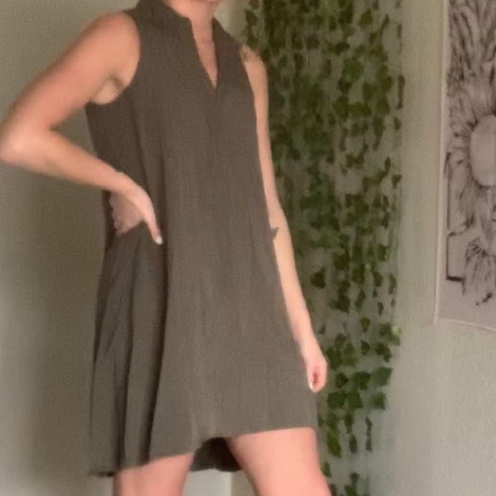 Army Green Halter Collard Dress